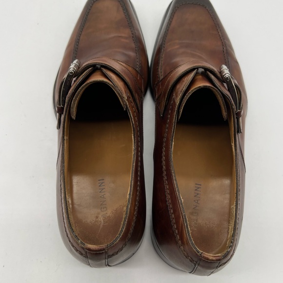 Magnanni Men’s Sz 10.5M Burnished Brown Leather Single Monk Strap Dress Shoes. - Picture 12 of 13